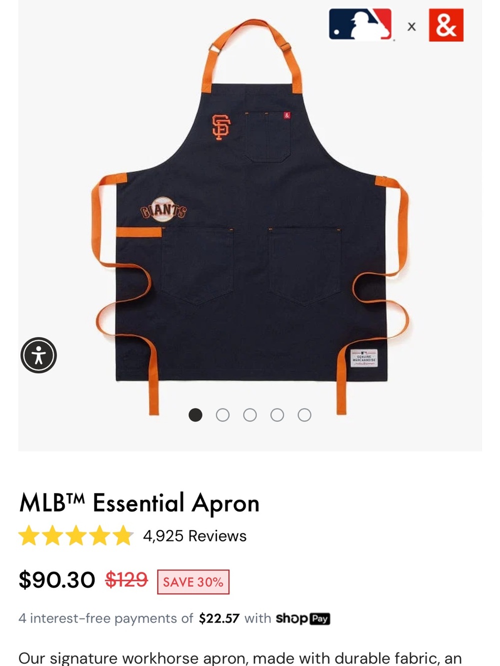NWT Hedley Bennett SF Giants Apron